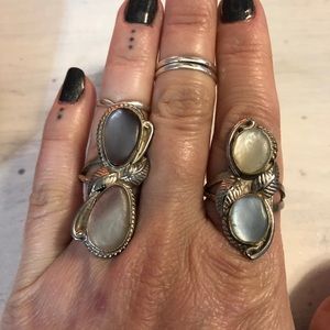 Two Abalone Shell vintage Rings